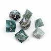 Common Ground Games Norse Foundry Gemstone 7ct Polyhedral Dice Set Striped Agate Green