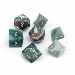 Common Ground Games Norse Foundry Gemstone 7ct Polyhedral Dice Set Striped Agate Green