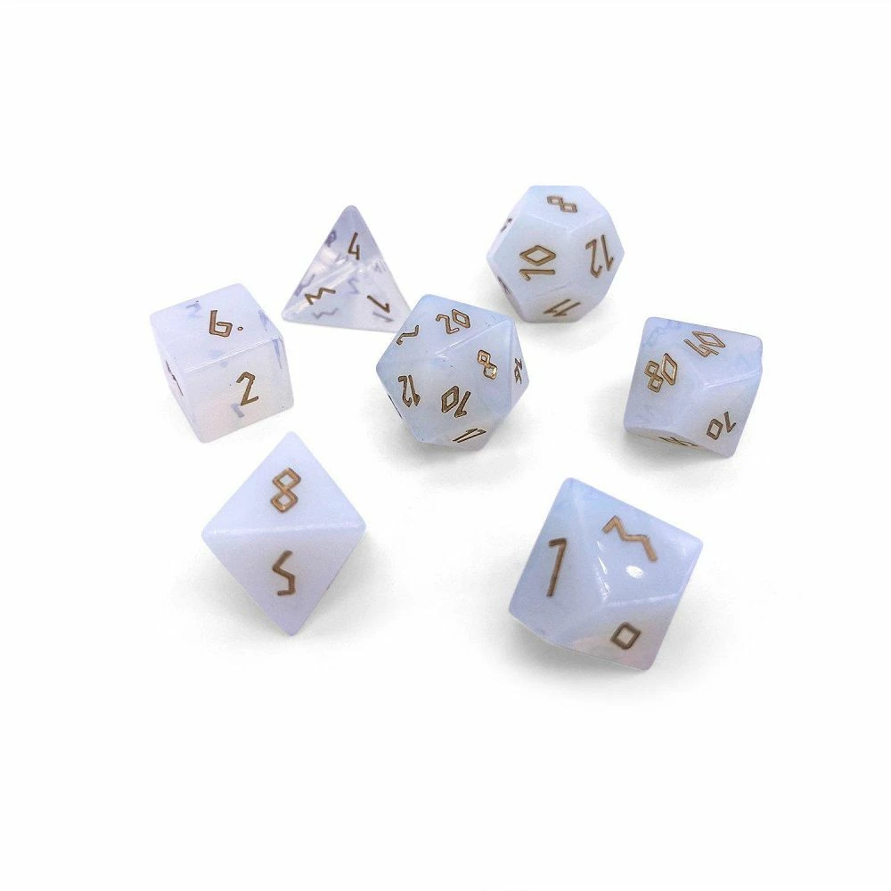 Common Ground Games Norse Foundry Gemstone 7ct Polyhedral Dice Set Opalite W/ Gold Font