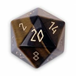 Common Ground Games Norse Foundry 30mm Boulder Gemstone D20 - Tiger's Eye Dice