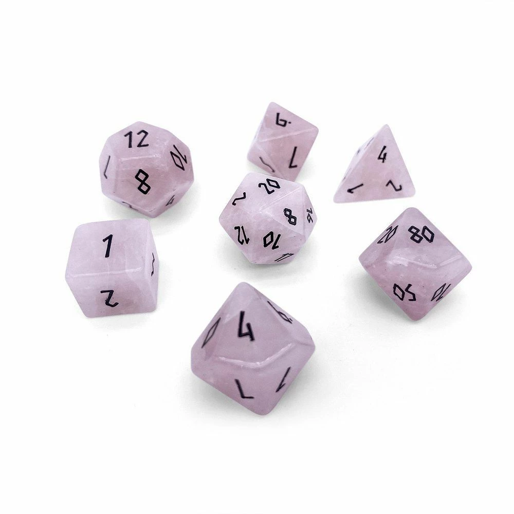 Common Ground Games Norse Foundry Gemstone 7ct Polyhedral Dice Set Rose Quartz