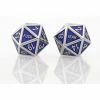 Common Ground Games Silver Blue Set Of 2 D20 Metal Dice