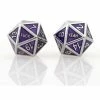 Common Ground Games Silver Purple F Yeah Set Of 2 D20 Metal Dice