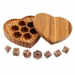 Common Ground Games Heart Fate Set Of 7 Heart-Shaped Metal Dice With Box