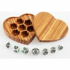 Common Ground Games Forest Heart Set Of 7 Heart-Shaped Metal Dice With Box