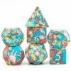 Common Ground Games Foam Brain Games Gemstone Textured Turquoise Pop Art 7ct Polyhedral Dice Set Gemstone Dice