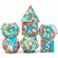 Common Ground Games Foam Brain Games Gemstone Textured Turquoise Pop Art 7ct Polyhedral Dice Set Gemstone Dice