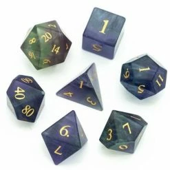 Common Ground Games Gemstone Dice Foam Brain Games Gemstone Natural Fluorite 7ct Polyhedral Dice Set