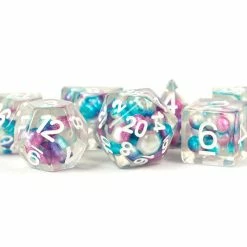 Other Metallic Dice Games Pearl Purple-Teal-White/White 7ct Polyhedral Dice Set