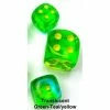 Common Ground Games Dice 26866 12mm D6 Tran GrnTl/Ye