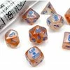 Common Ground Games Chessex Lab Dice Wave 5 7ct Polyhedral Set Borealis Rose Gold/Light Blue Luminary (30045)