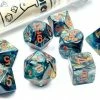 Common Ground Games Chessex Lab Dice Wave 5 7ct Polyhedral Set Lustrous Alpestris/Orange (30049)