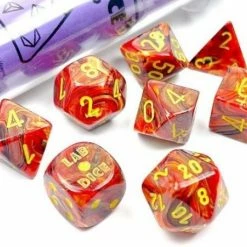 Common Ground Games Chessex Lab Dice Wave 5 7ct Polyhedral Set Vortex Underworld/Yellow (30050)