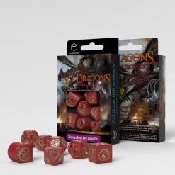 Common Ground Games Q-Workshop 7ct Polyhedral Dice Set Dragons Red & Gold
