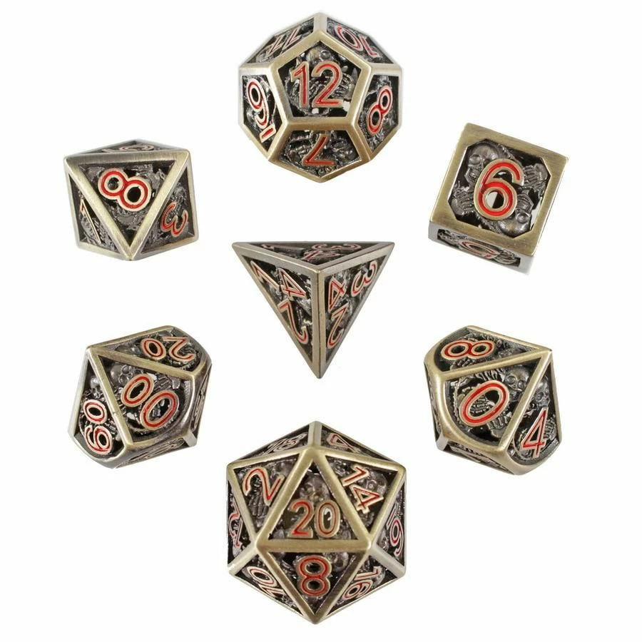 Common Ground Games Forged Dice 7ct Hollow Polyhedral Metal Dice Set - Grim Fate