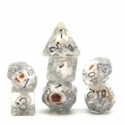 Common Ground Games Foam Brain Games 7ct Polyhedral Dice Set Skull & Silver Glitter