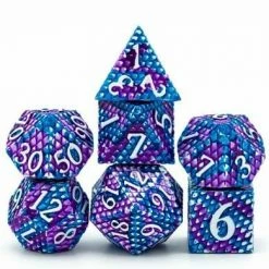Common Ground Games Foam Brain Games 7ct Metal Polyhedral Dice Set Ice Dragon Scale