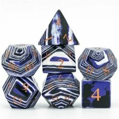 Common Ground Games Foam Brain Games 7ct Gemnstone Polyhedral Dice Set Textured Turquoise Black & Blue