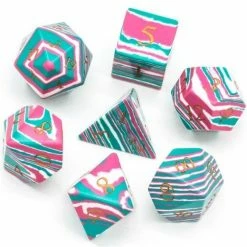 Common Ground Games Foam Brain Games 7ct Gemstone Polyhedral Dice Set Textured Turquoise Pink & Teal