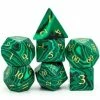 Common Ground Games Foam Brain Games 7ct Gemstone Polyhedral Dice Set Malachite With Gold Ink