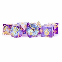 Common Ground Games Metallic Dice Games 7ct Sharp Edge Polyhedral Dice Set - Royal Geode