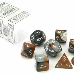 Other Dice Chessex Gemini Copper-Steel/White 7ct Polyhedral Set (26424)