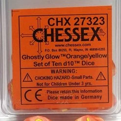 Other Chessex Ghostly Glow Orange/Yellow 10ct D10 Set (27323) Dice