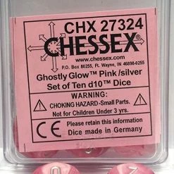 Other Chessex Ghostly Glow Pink/Silver 10ct D10 Set (27324) Dice