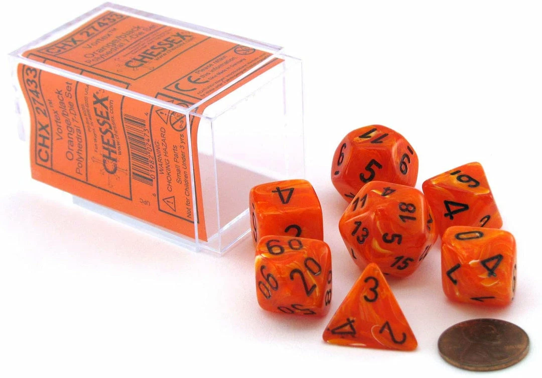 Other Chessex Vortex Orange/Black 7ct Polyhedral Set (27433)