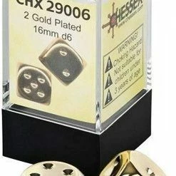 Other Dice Chessex 16mm Gold Plated 2ct D6 Set (29006)