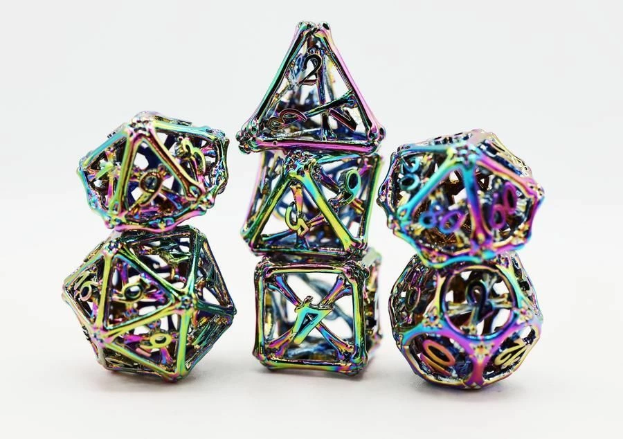 Common Ground Games Foam Brain 7ct Metal Polyhedral Dice Set - Hollow Mystic Bones