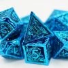 Common Ground Games Foam Brain 7ct Metal Polyhedral Dice Set - Hollow Seascape Electric Blue