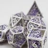 Common Ground Games Foam Brain 7ct Metal Polyhedral Dice Set - Hollow Seascape Silver/Purple
