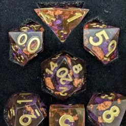Common Ground Games Metallic Dice Games Elixir Dice Liquid Core 7ct Polyhedral Dice Set - Purple With Copper Foil