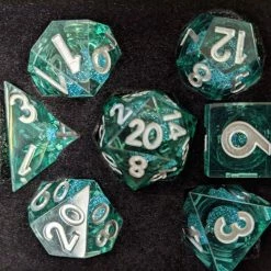 Common Ground Games Metallic Dice Games Elixir Dice Liquid Core 7ct Polyhedral Dice Set - Blue/Silver