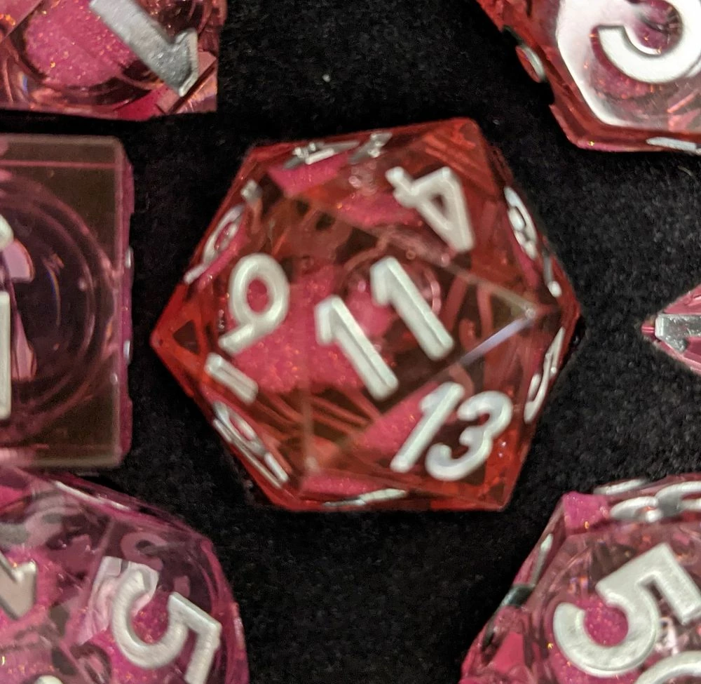 Common Ground Games Metallic Dice Games Elixir Dice Single Liquid Core D20 - Pink/Silver