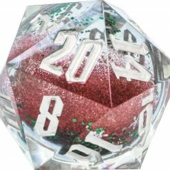 Common Ground Games D20 Snow Globe Silver, Red & Gold Glitter