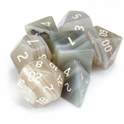 Other Gray Agate Semi-Precious Gemstone 7ct Polyhedral Dice Set