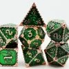 Common Ground Games Foam Brain 7ct Metal Polyhedral Dice Set - Forest Dragon
