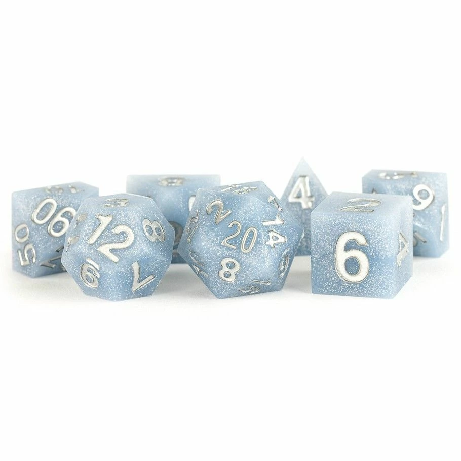Common Ground Games Metallic Dice Games 7ct Silicone Sharp Edge Polyhedral Dice Set - Glacial