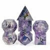 Common Ground Games Foam Brain 7ct Sharp Edge Polyhedral Dice Set Unicorn & Glitter