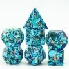Common Ground Games Foam Brain 7ct Gemstone Polyhedral Dice Set Speckled Blue Turquoise