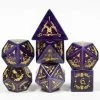 Common Ground Games Foam Brain 7ct Gemstone Polyhedral Dice Set Purple Agate With Gold