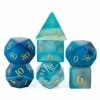 Common Ground Games Foam Brain 7ct Gemstone Polyhedral Dice Set Blue Agate With Gold