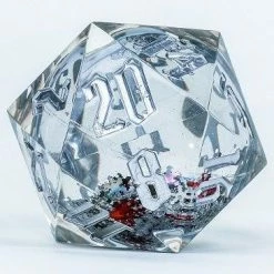 Common Ground Games Sirius Dice 54mm Snow Globe D20 Silver Ink W/ Silver Glitter
