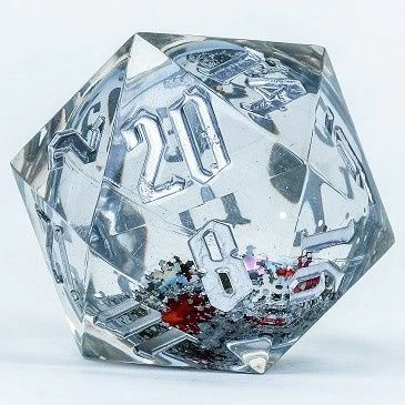 Common Ground Games Sirius Dice 54mm Snow Globe D20 Silver Ink W/ Silver Glitter