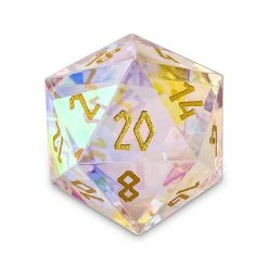 Common Ground Games Norse Foundry Gemstone Boulder D20 K9 Rainbow Glass With Gold Font