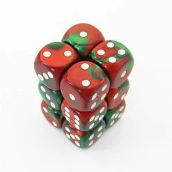 Other Chessex 16mm Gemini Green-Red/White 12ct D6 Set (26631)