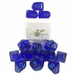 Common Ground Games Dice 15-Set Translucent Dark Blue/Light Blue