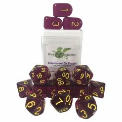 Common Ground Games Dice 15-Set Translucent Dark Purple/Gold